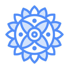 Flower Icon With Lineal Color Style 