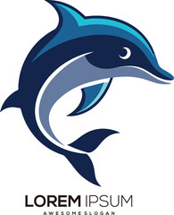 a minimalist Dolphin logo vector art illustration with a Dolphin icon logo