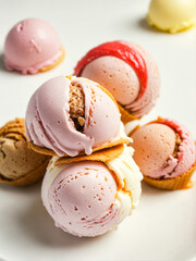  A frosted vanilla ice cream cone with white and orange swirls