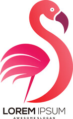 a minimalist Flamingo logo vector art illustration with a Flamingo icon logo