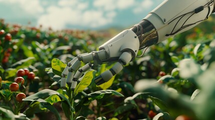 Robotics arm organic farm robot machine processing hand machinery factory green nature plant garden grow food warehouse natural rack glasshouse cos	