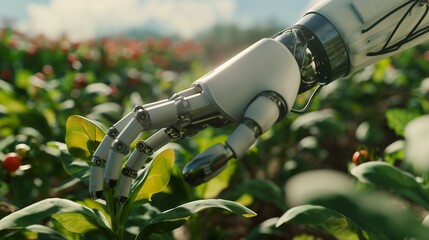 Robotics arm organic farm robot machine processing hand machinery factory green nature plant garden grow food warehouse natural rack glasshouse cos	