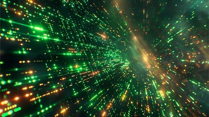 Naklejka premium An abstract portrayal illuminating the essence of literacy, as information codes from the matrix emerge against a digital background.