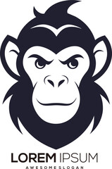 a minimalist Monkey logo vector art illustration with a Monkey icon logo