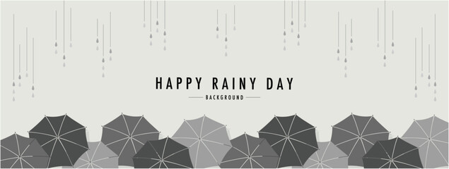 梅雨 傘 RAINY DAY  素材バナー フレーム 背景 ベクターイラスト シンプル