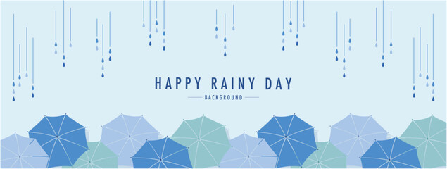 梅雨 傘 RAINY DAY  素材バナー フレーム 背景 ベクターイラスト シンプル