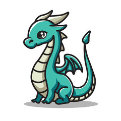 Illustration Vector Graphic Cartoon of a Dragon, Symbolizing Power, Wisdom, and Legendary Majesty