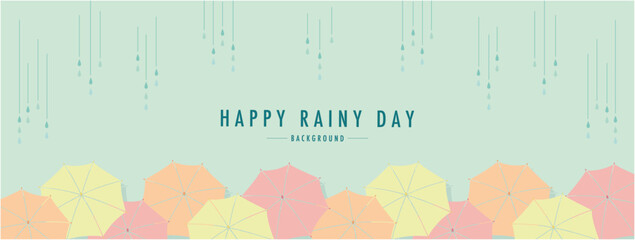 梅雨 傘 RAINY DAY  素材バナー フレーム 背景 ベクターイラスト シンプル