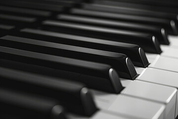 Close Up View of Classic Piano Keys in Monochrome