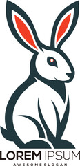 minimalist Rabbit logo vector art illustration with a Rabbit icon logo