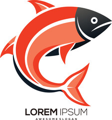 minimalist Salmon logo vector art illustration with a Salmon icon logo