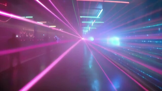 moving blue and purple neon lights disco background - 4K stock Video Animation