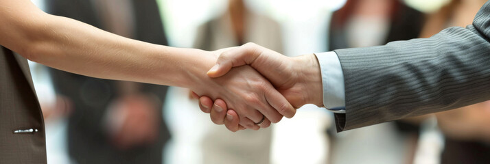 Business Handshake in Office Setting