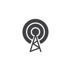 Broadcast, transmitter antenna vector icon