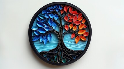 Vibrant Nature-Inspired Glass Panel Decoration