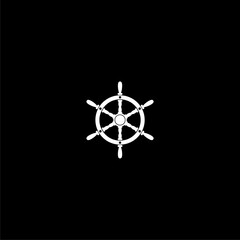 Ship steering wheel logo icon isolated on dark background