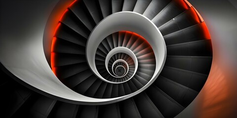 Fototapeta premium Iconic Spiral Staircase Symbolizing Architecture and Progress. Concept Architecture, Spiral Staircase, Progress, Iconic, Symbolism