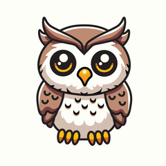 Illustration Vector Graphic Cartoon of an Owl, Embodying Wisdom, Mystery, and Nocturnal Majesty