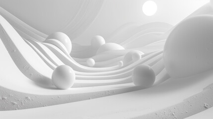 抽象的な白の3Dイラスト。白の背景。先進的なイメージ。未来の構造。白背景	
