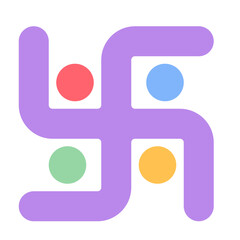 Rangoli Icon With Flat Color Style