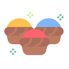 Holi Icon With Flat Color Style