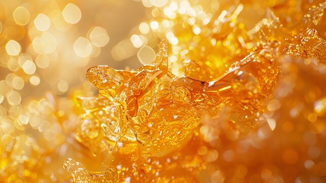 Artistic close-up of cannabis concentrate made from live resin, showcasing its pure and bright color with a strong advertising focus