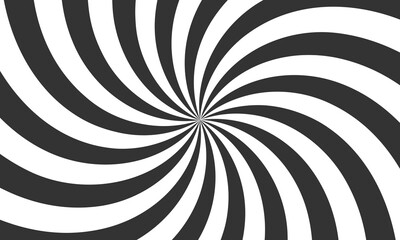 Hypnotic Black and White Rectangle Background. Spiral Abstract Lines Backdrop. Hypnosis Optical Illusion Frame.