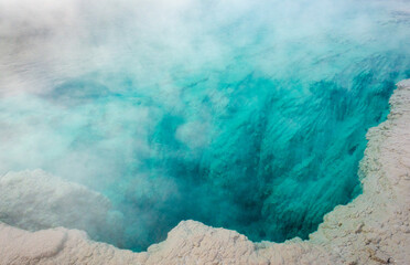 Hydrothermal Features in the Morning at Yellowstone National Park