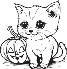 pumpkin cat. Collection kiiten with pumkin. Fuuny pets. Happy halloween