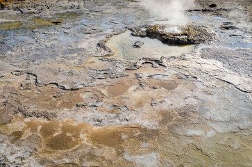 Upper Geyser Basin and Morning Glory Pool at Yellowstone National Park