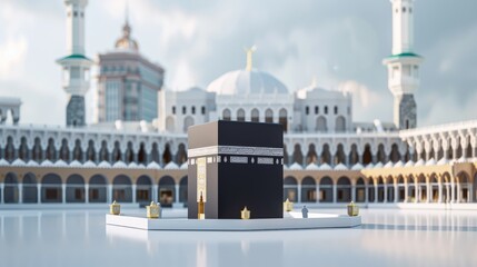 Holy Kaaba in Mecca, Saudi Arabia. Representation in a minimalist style