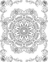 Printable Mandala Coloring Page for Adults. Educational Resources for School for Kids. Adults Coloring Book. Mandala Coloring Activity Worksheet.