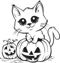 pumpkin cat. Collection kiiten with pumkin. Fuuny pets. Happy halloween