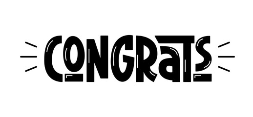 Congrats Handwritten Word. Vector Hand Lettering of Congratulation Text Phrase.