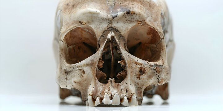 Skull in Front View, Isolated on White Background. Concept Skull, Front View, White Background, Isolated