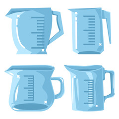 Measuring cups vector cartoon set isolated on a white background.