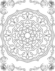 Printable Mandala Coloring Page for Adults. Educational Resources for School for Kids. Adults Coloring Book. Mandala Coloring Activity Worksheet.