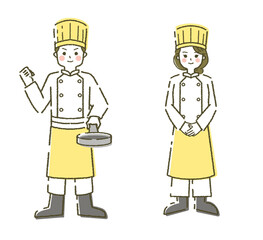 コックの男女 イラスト素材 イラストセット