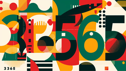 2024 new year poster background design, with a retro color scheme using flat geometric shapes in a vector illustration.