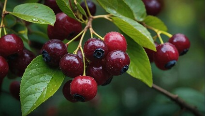 A fresh chokeberry on the branch