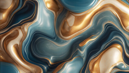 Elegant deep teal and gold fluid texture wallpaper for luxurious backgrounds.