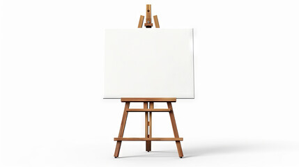 Easel with white picture, white background