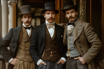 Old Photo of Victorian Gentlemen, Generative AI