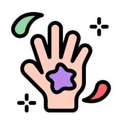 Hand Icon With Line Color Style 