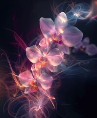 Tender orchid ethereal floral glowing flower floral background with pink and purple hues for mother's or women's day