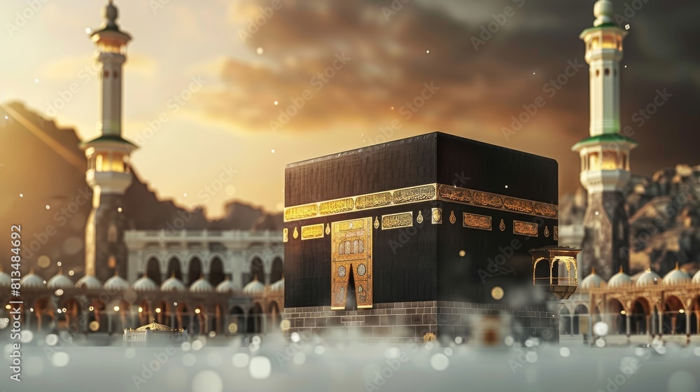 Wall mural Holy Kaaba in Mecca, Saudi Arabia. Style in various colors