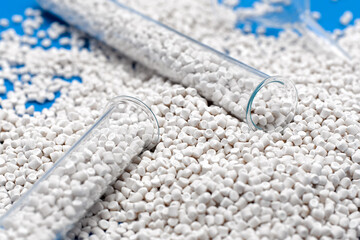 Closeup of a chalky polymer granule or chemical medicinal ingredients