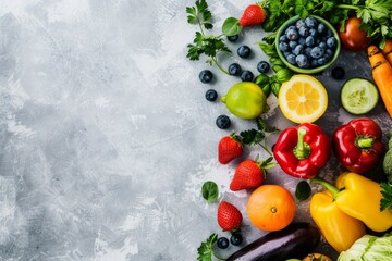 nutrition banner copy space background healthy food diet menu vegetables fruit fresh Healthy...