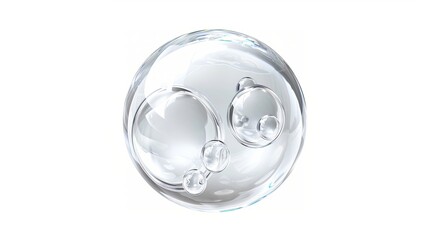 clear collagen bubbles Isolated on white background. skin care cosmetics concept