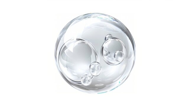 clear collagen bubbles Isolated on white background. skin care cosmetics concept